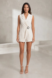 Combishort blanc effet blazer sans manches | Lounelle Paris