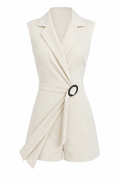 Combishort blanc effet blazer sans manches | Lounelle Paris