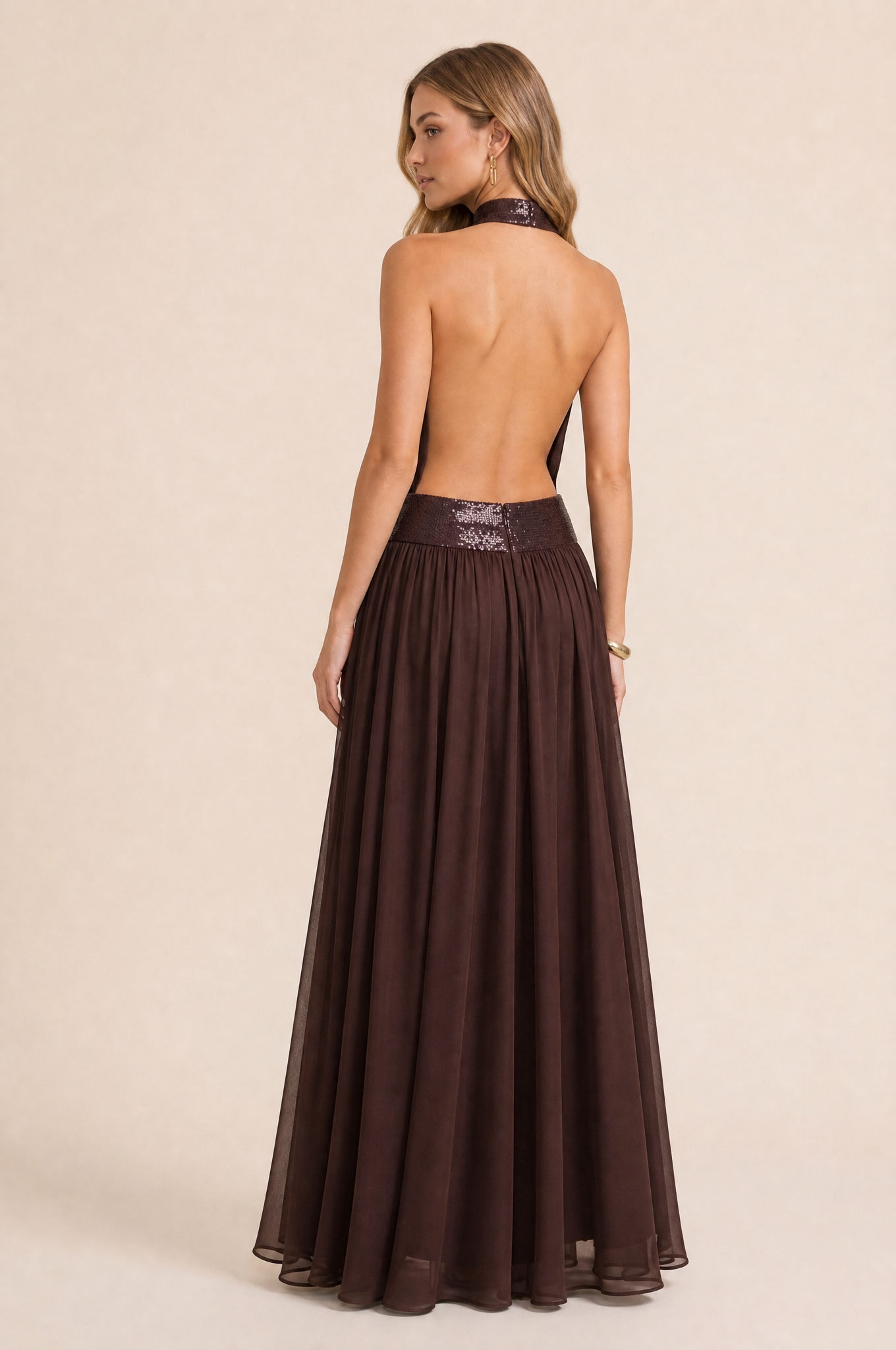 Robe longue col licou dos nu | Vue de dos | Lounelle Paris