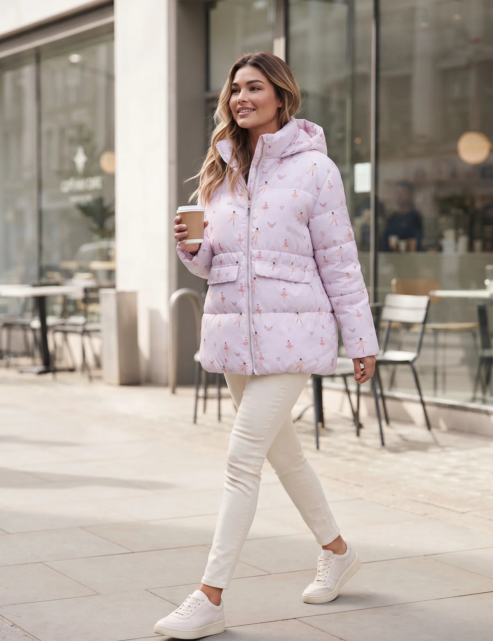 Doudoune à capuche imprimée | Photo lifestyle | Lounelle Paris