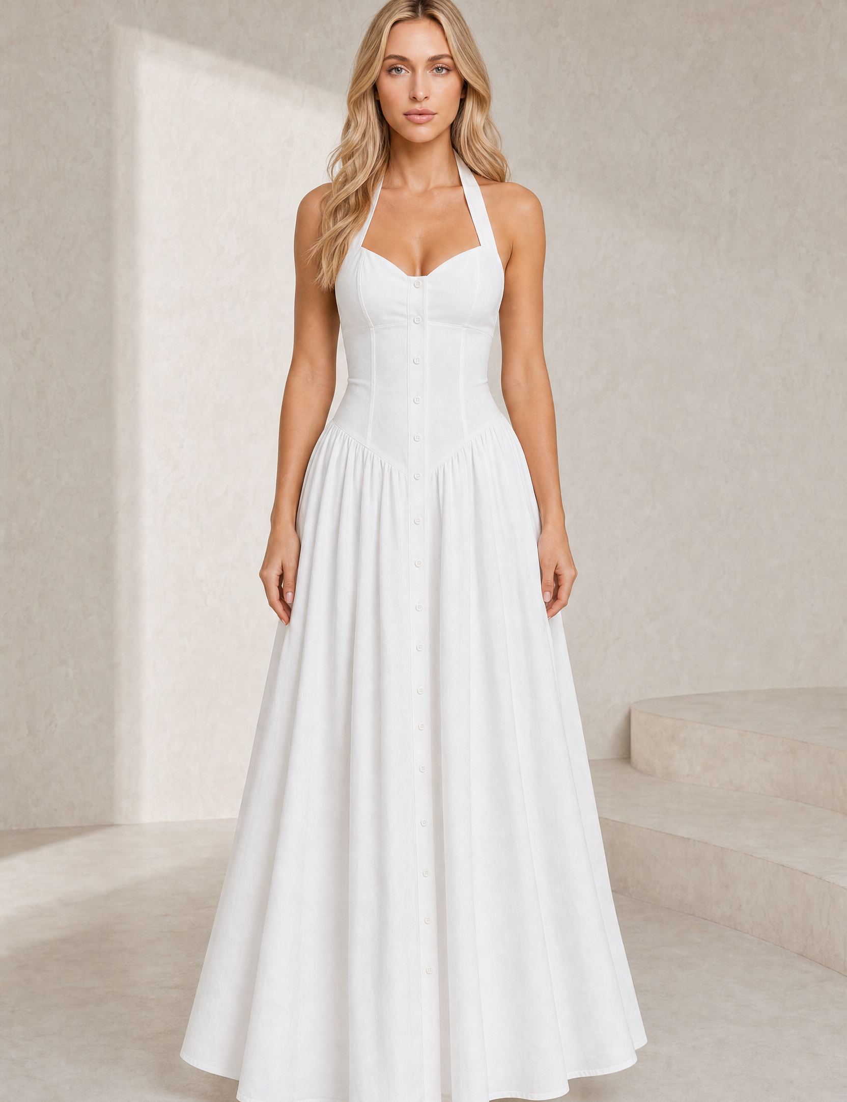 Robe longue blanche licou dos nu | Lounelle Paris