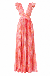 Robe longue imprimée dos lacé aperçu produit