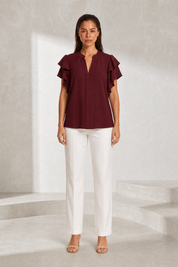 Blouse col V manches volantées | Lounelle Paris
