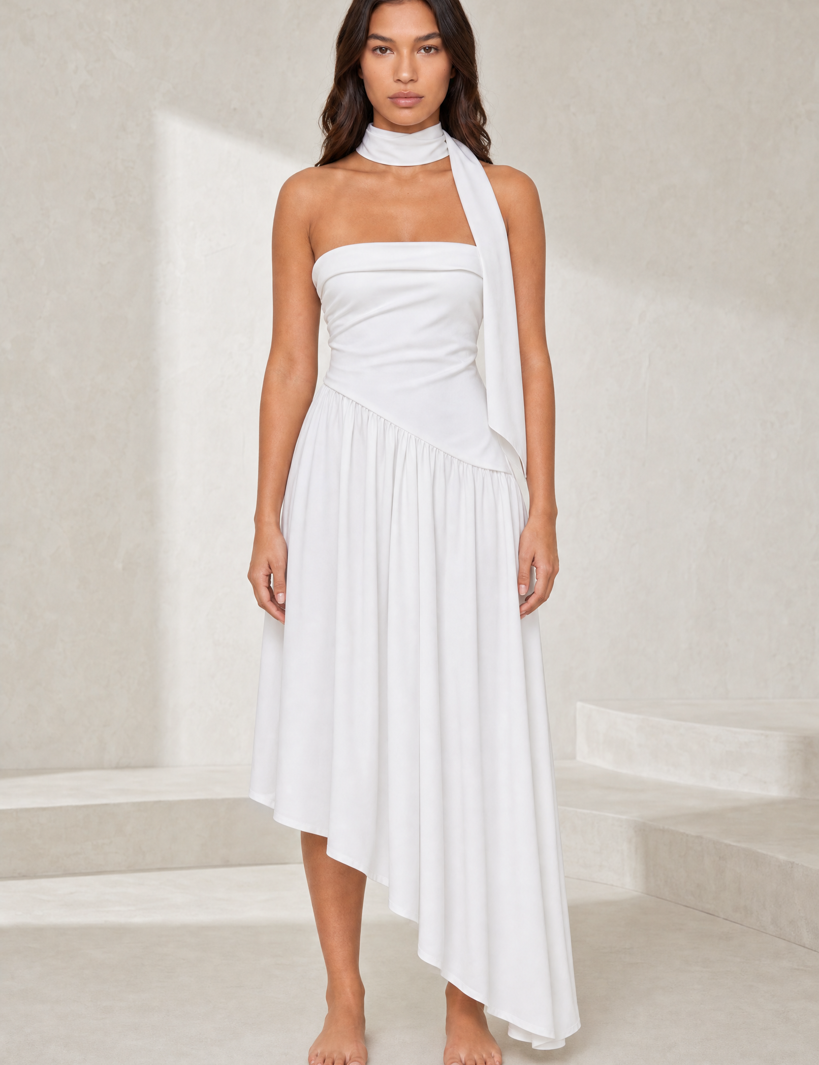 Robe longue bustier asymétrique | Lounelle Paris