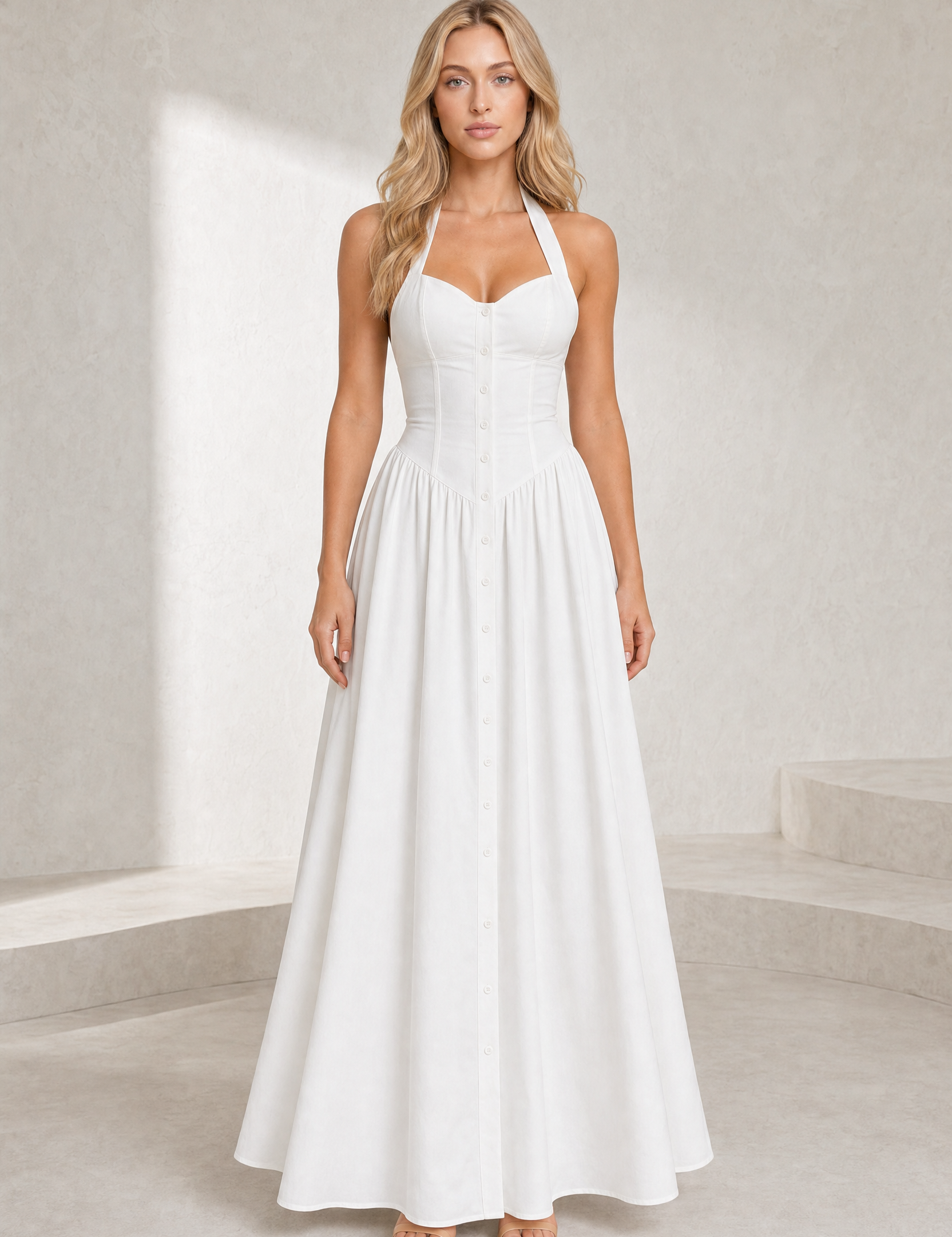 Robe longue blanche licou dos nu | Lounelle Paris