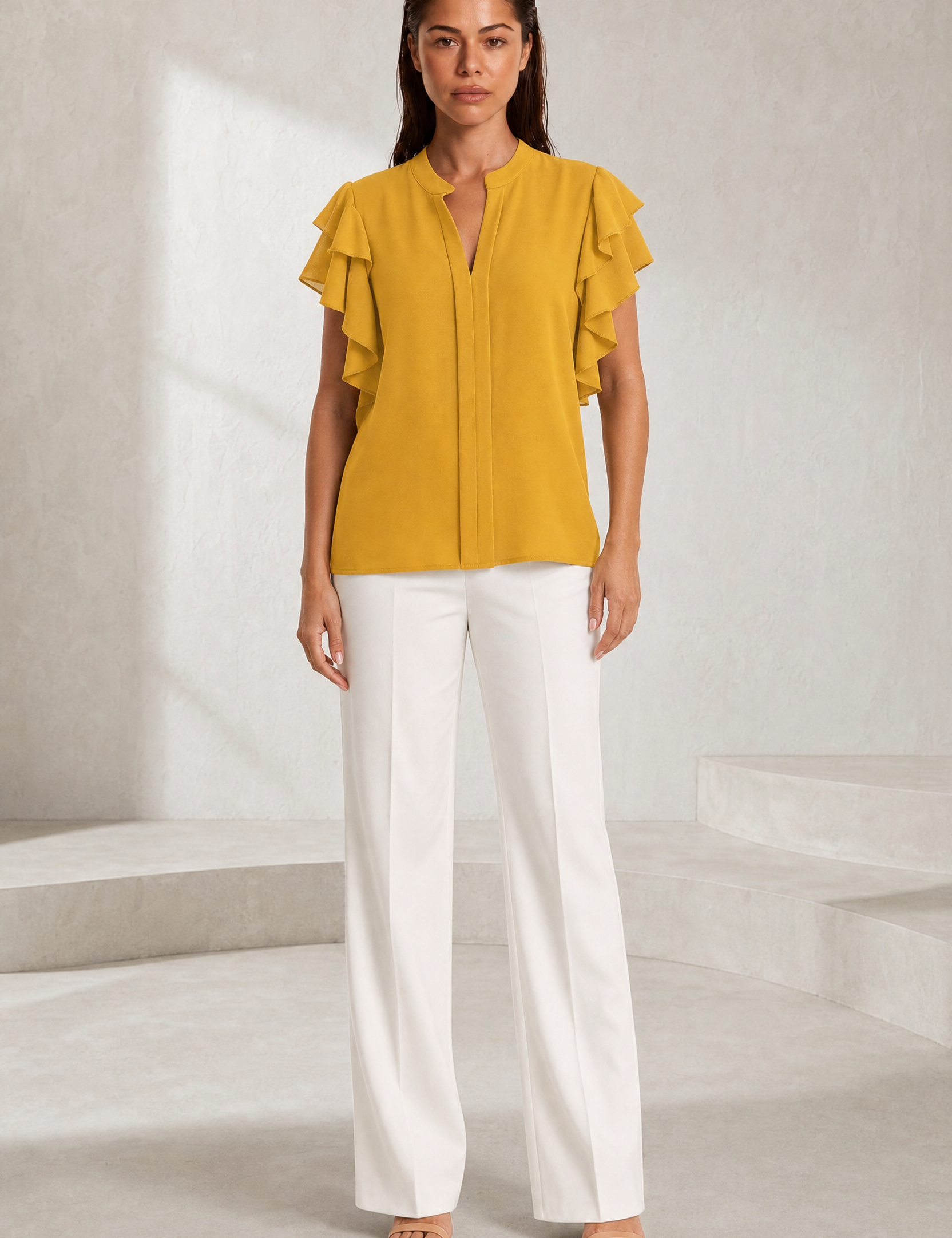 Blouse col V manches volantées | Lounelle Paris