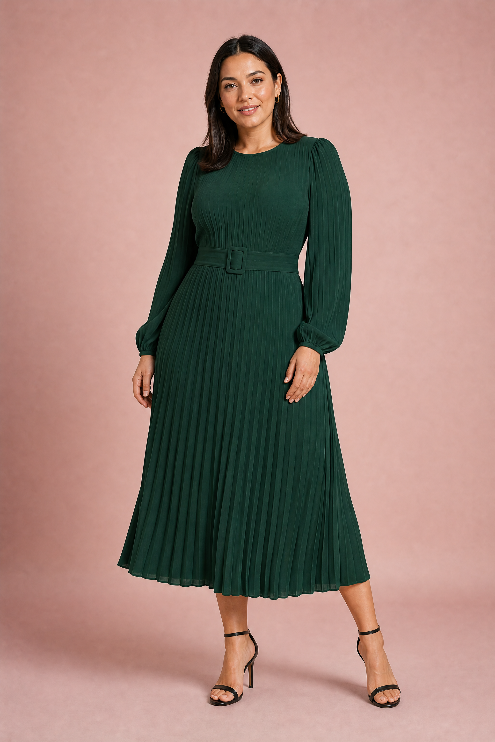 Robe longue plissée à manches bouffantes | Porté sur une autre silhouette | Lounelle Paris