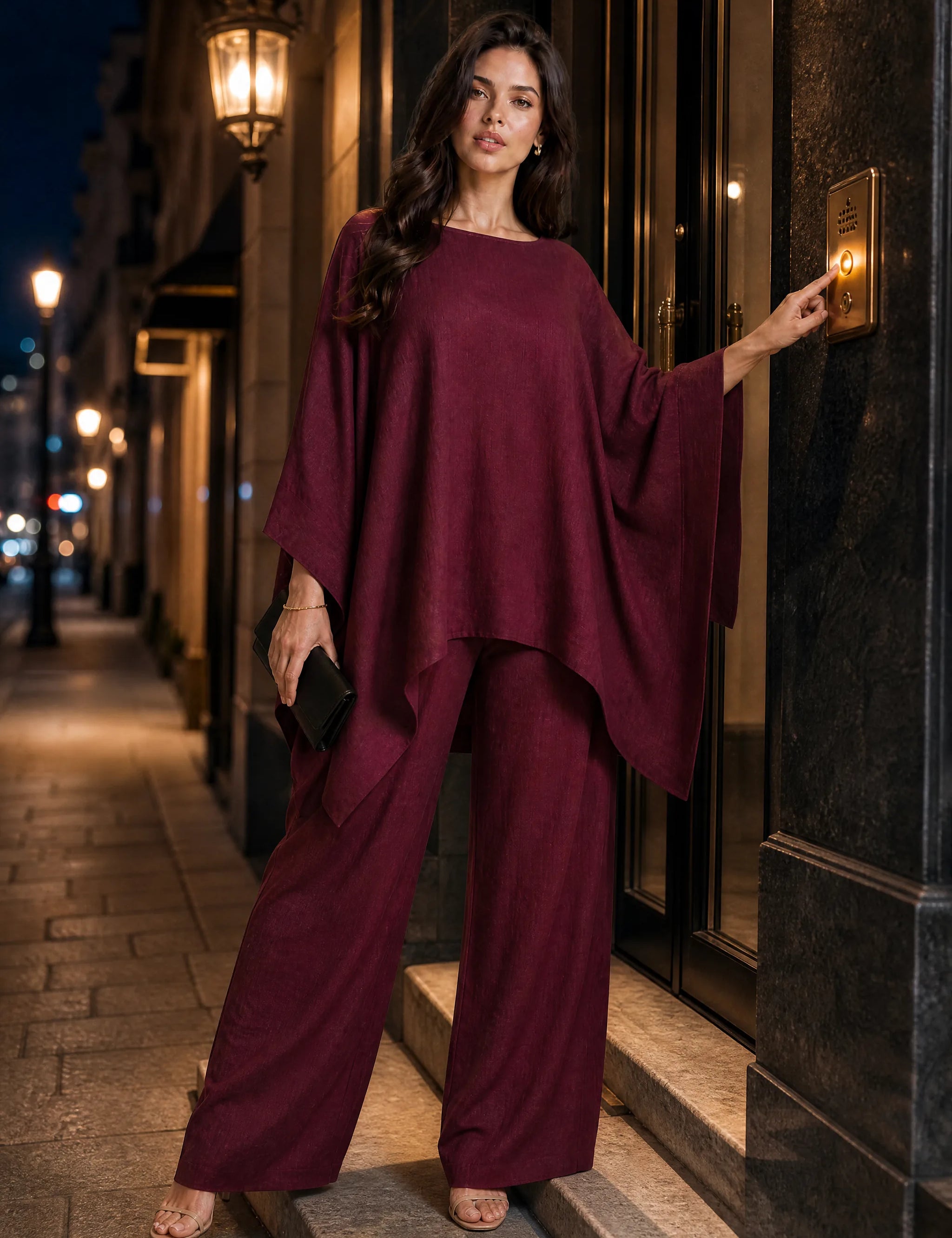 Ensemble ample col bateau | Variante Bordeaux - Lifestyle | Lounelle Paris