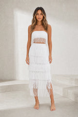 Ensemble blanc bandeau à franges