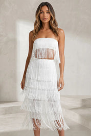 Ensemble blanc bandeau à franges | Lounelle Paris