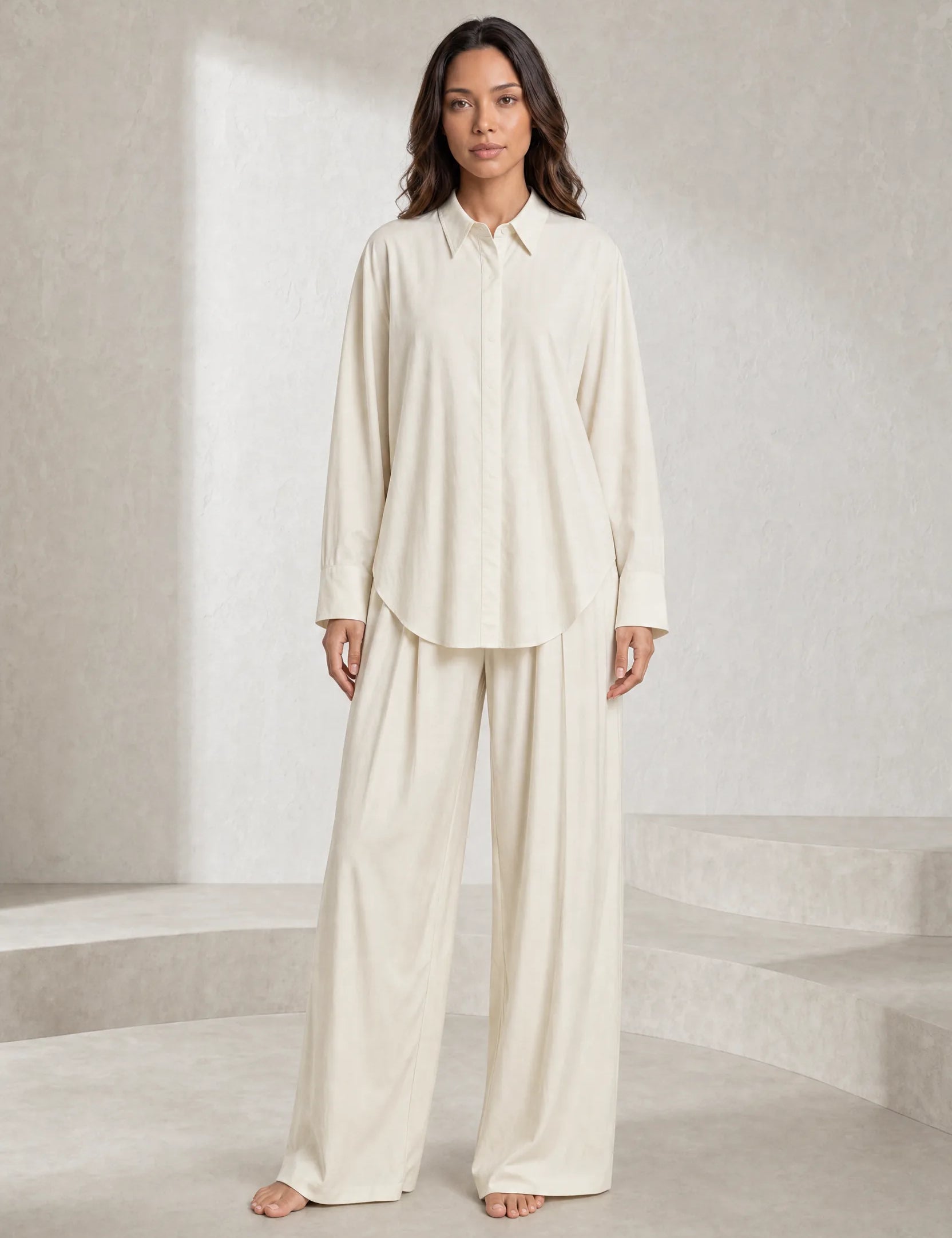 Ensemble crème ample à plis | Lounelle Paris