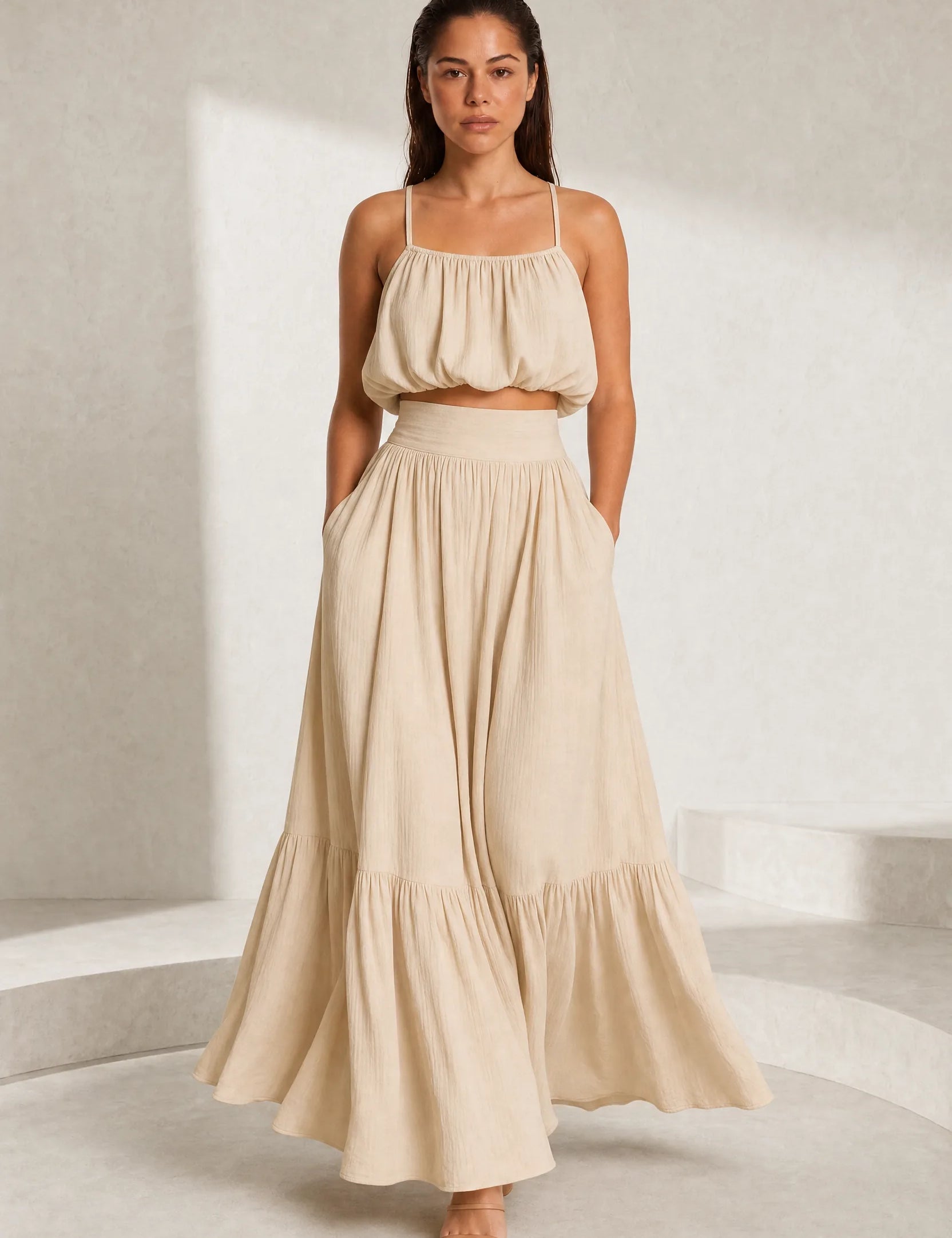 Ensemble jupe longue fines bretelles | Lounelle Paris
