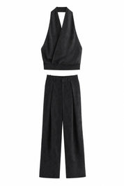 Ensemble noir col licou dos nu | Lounelle Paris