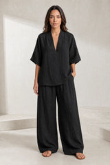 Ensemble pantalon ample col V