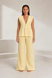 Ensemble pantalon jaune col V | Lounelle Paris
