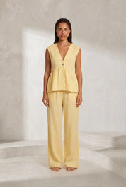 Ensemble pantalon jaune col V | Lounelle Paris
