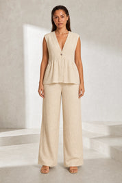 Ensemble pantalon jaune col V | Lounelle Paris