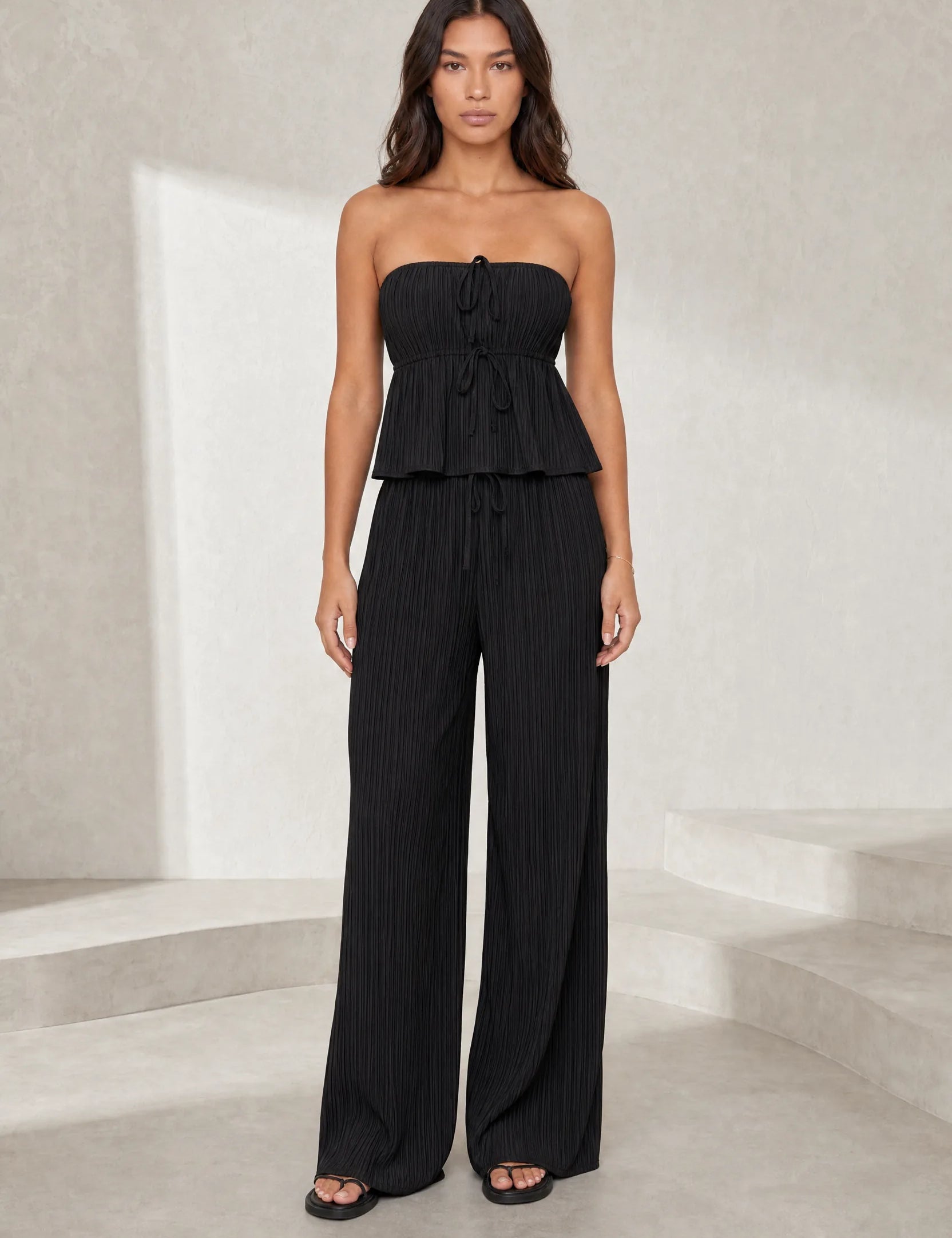 Ensemble pantalon large bustier volanté | Lounelle Paris