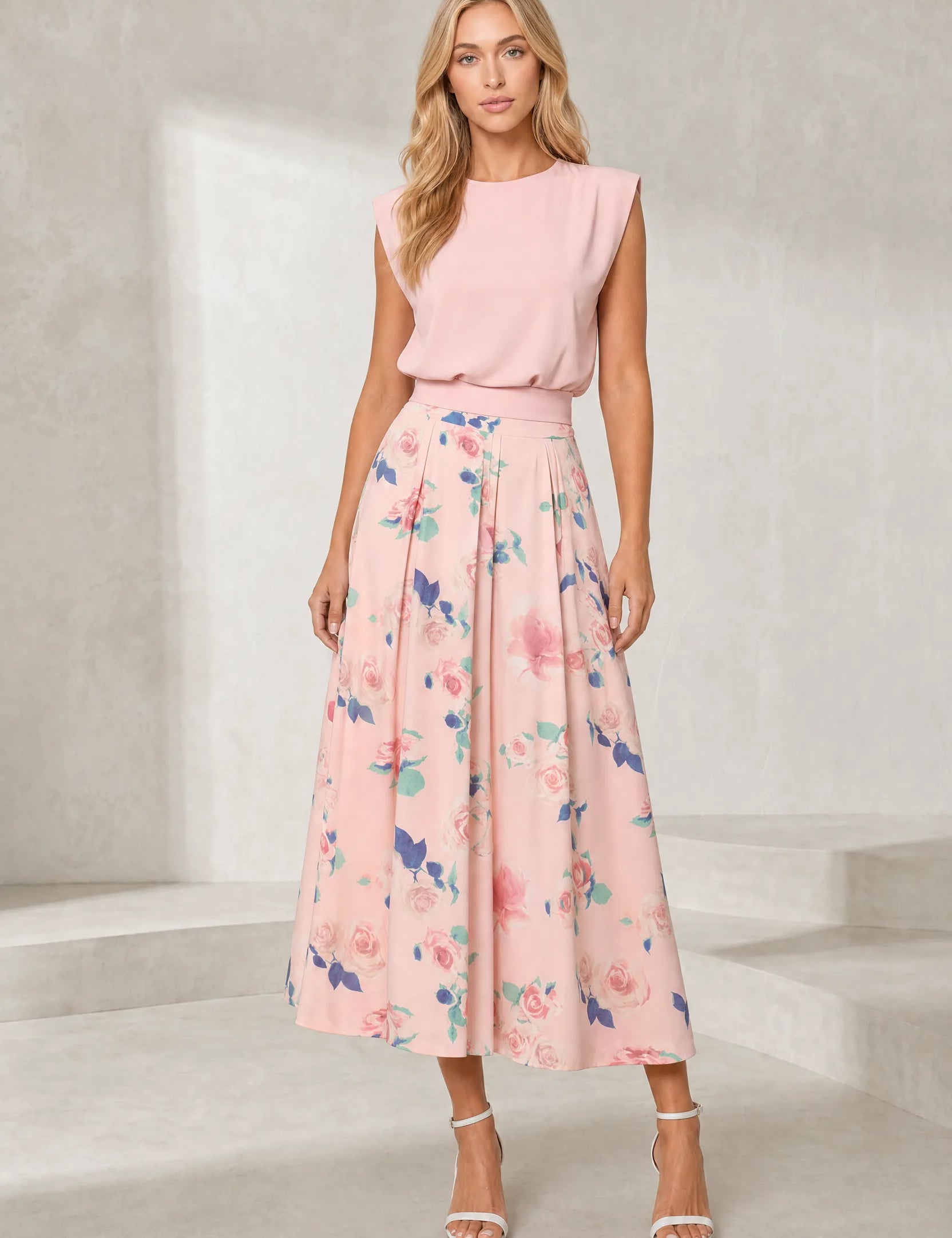 Ensemble rose floral taille haute | Lounelle Paris