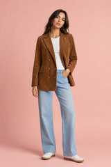 Blazer velour côtelé mellemlang