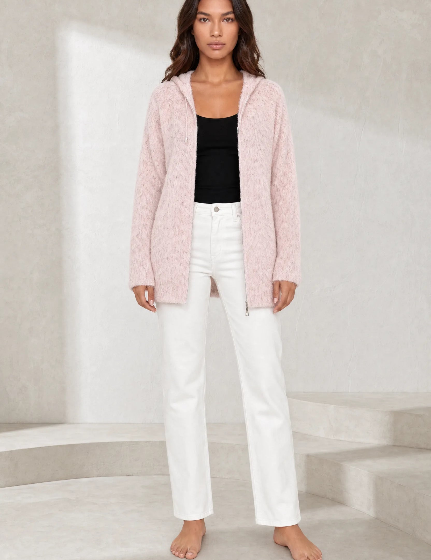 Gilet en maille à capuche zippé | Lounelle Paris