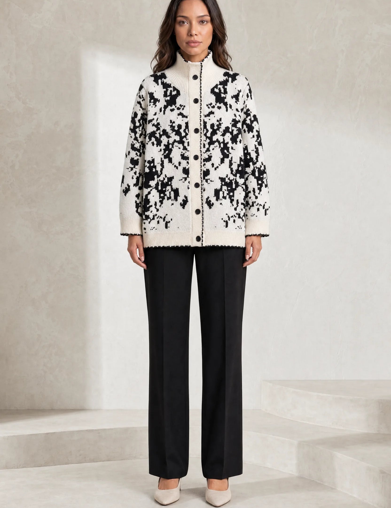 Gilet jacquard col montant | Lounelle Paris