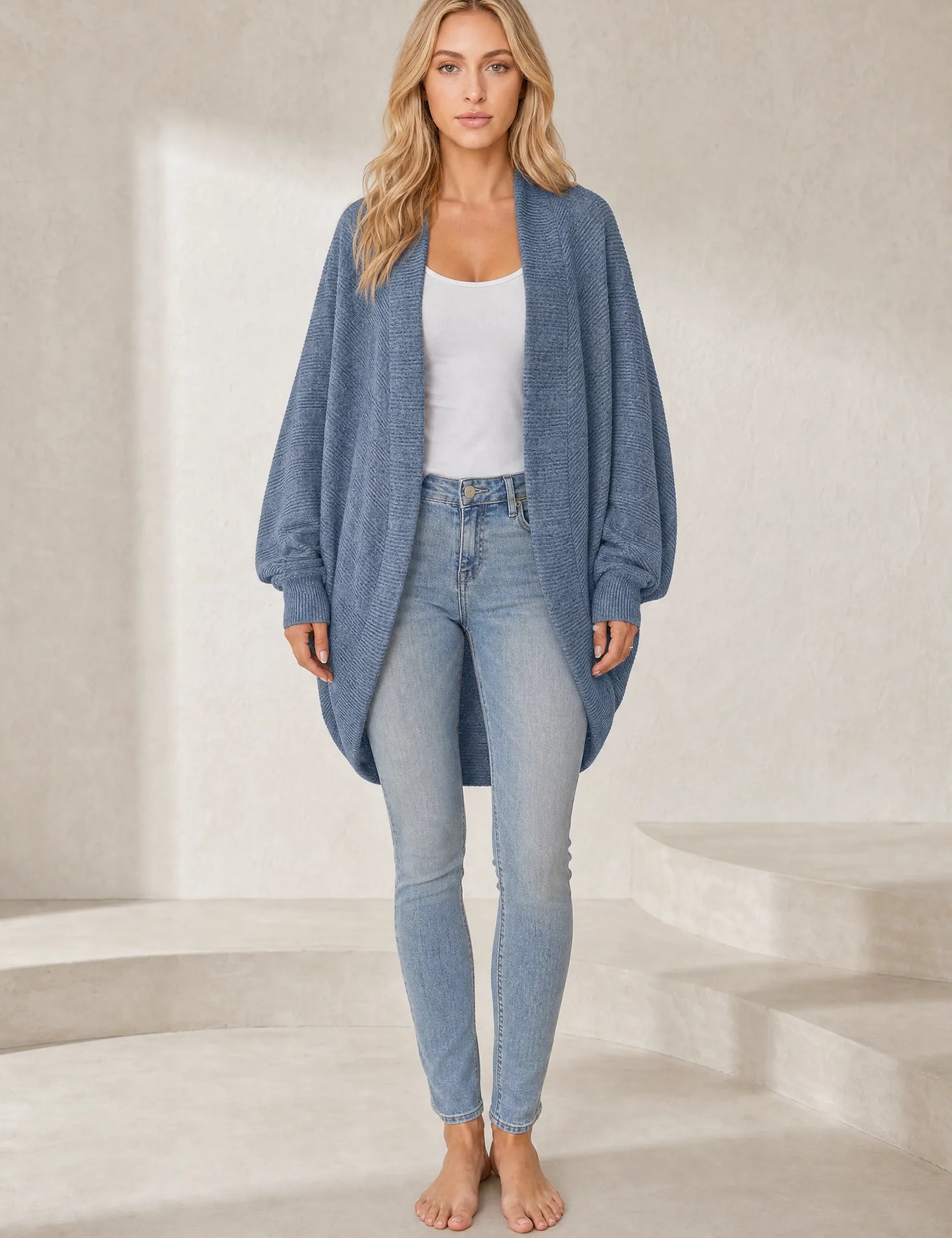 Gilet mi-long en maille côtelée | Lounelle Paris