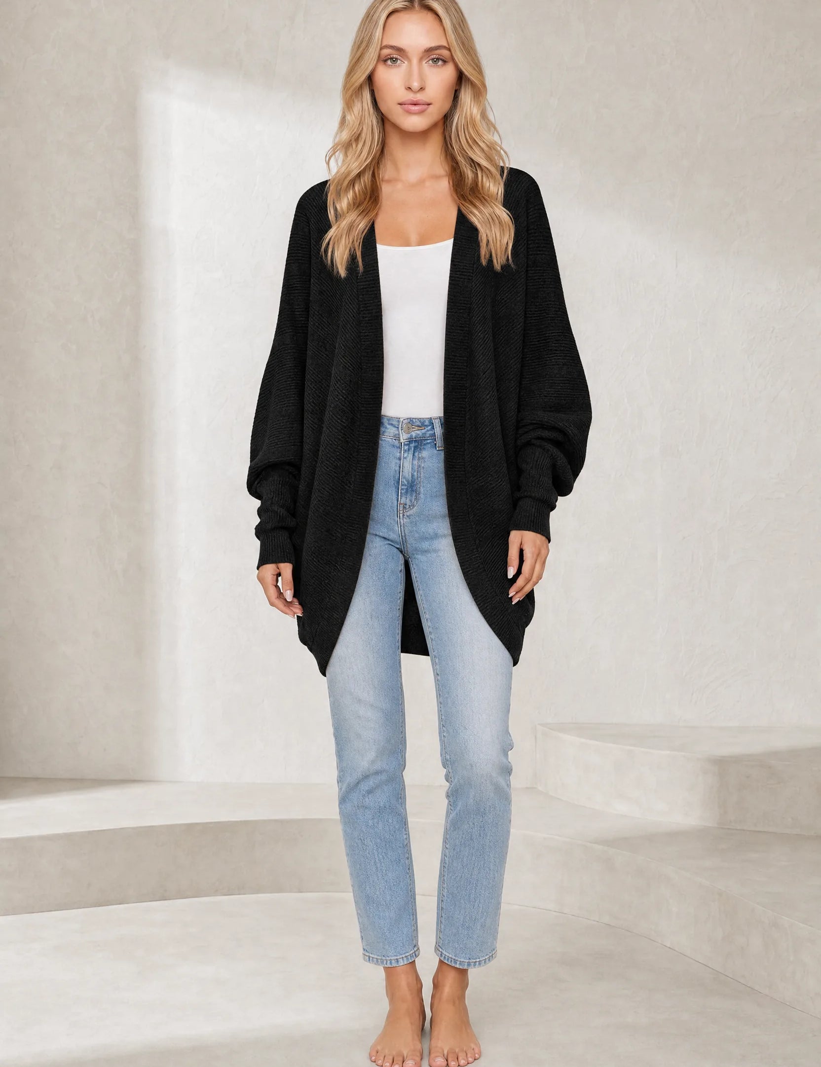 Gilet mi-long en maille côtelée | Lounelle Paris