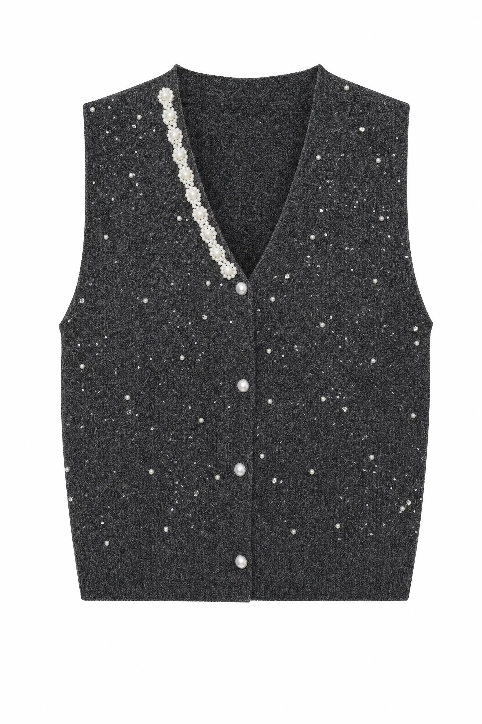 Gilet sans manches col V perlé | Lounelle Paris