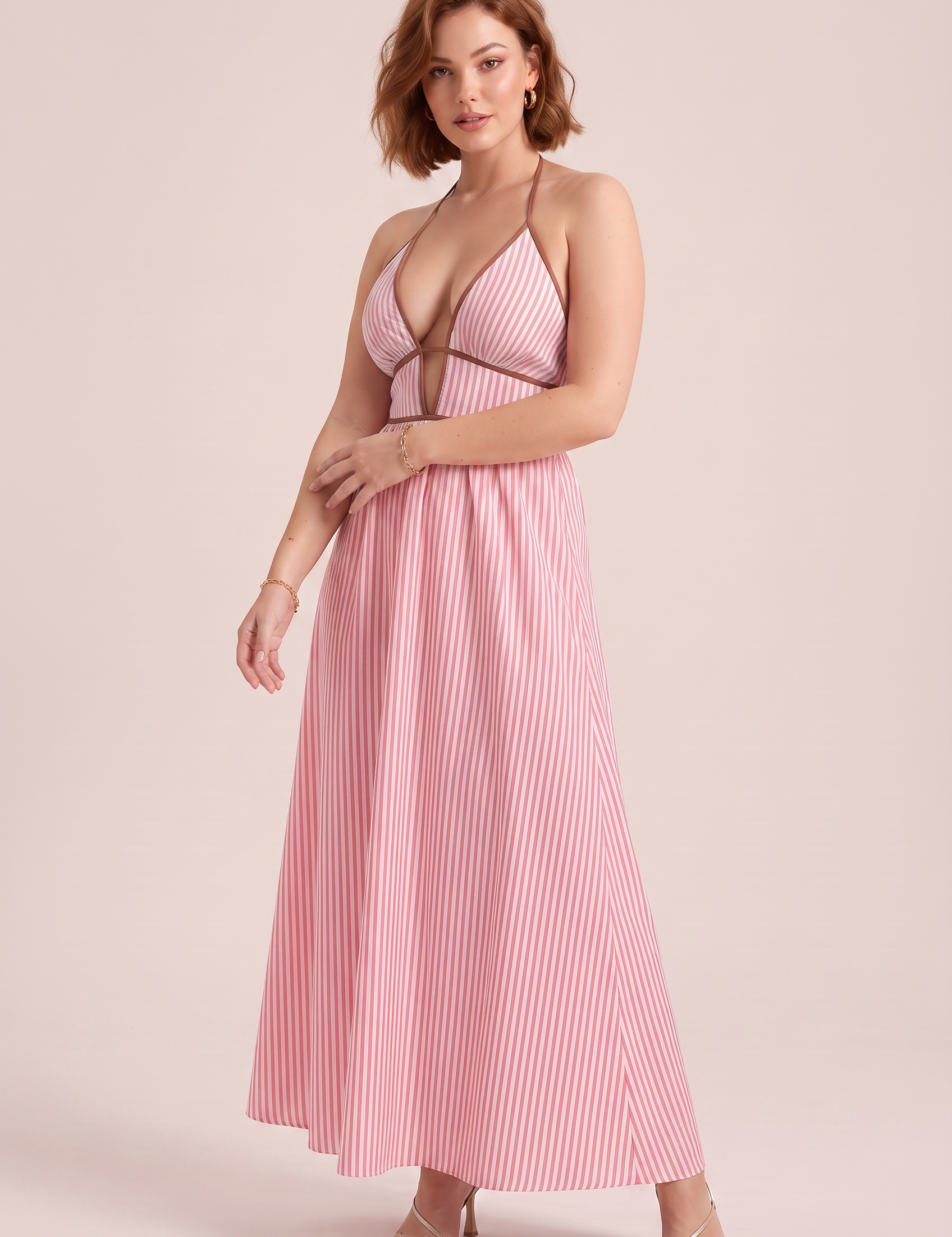 Robe longue col licou dos nu | Variante Rose | Lounelle Paris