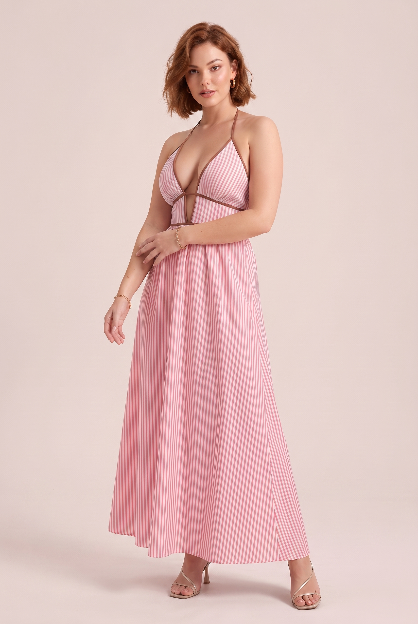 Robe longue col licou dos nu | Variante Rose | Lounelle Paris