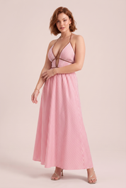 Robe longue col licou dos nu | Variante Rose | Lounelle Paris