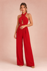 Halterneck jumpsuit med bar ryg