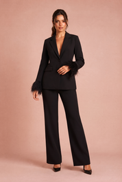 Ensemble tailleur manches plume | Variante Noir | Lounelle Paris