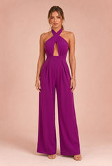 Halterneck jumpsuit med bar ryg