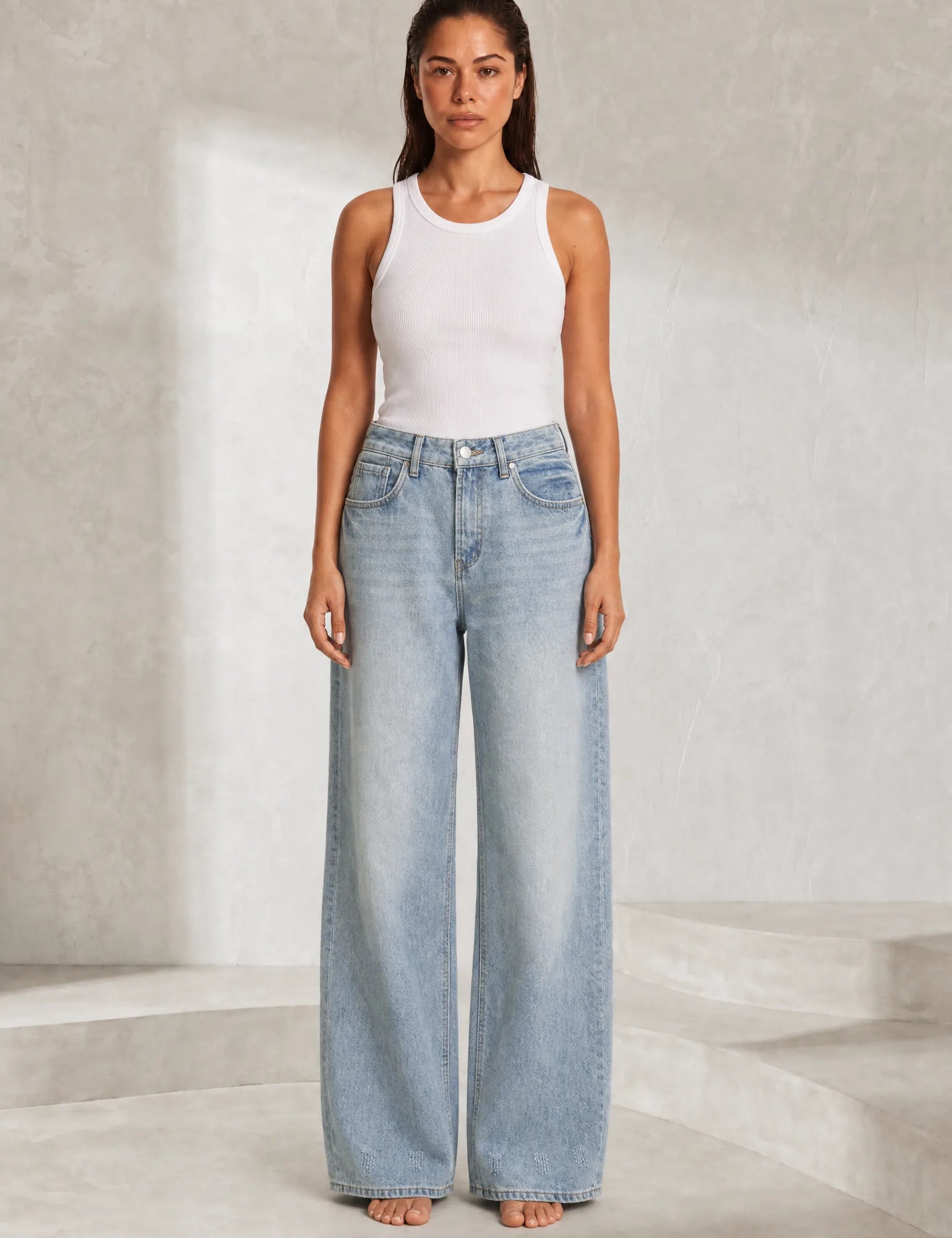 Jean bleu clair coupe ample | Lounelle Paris