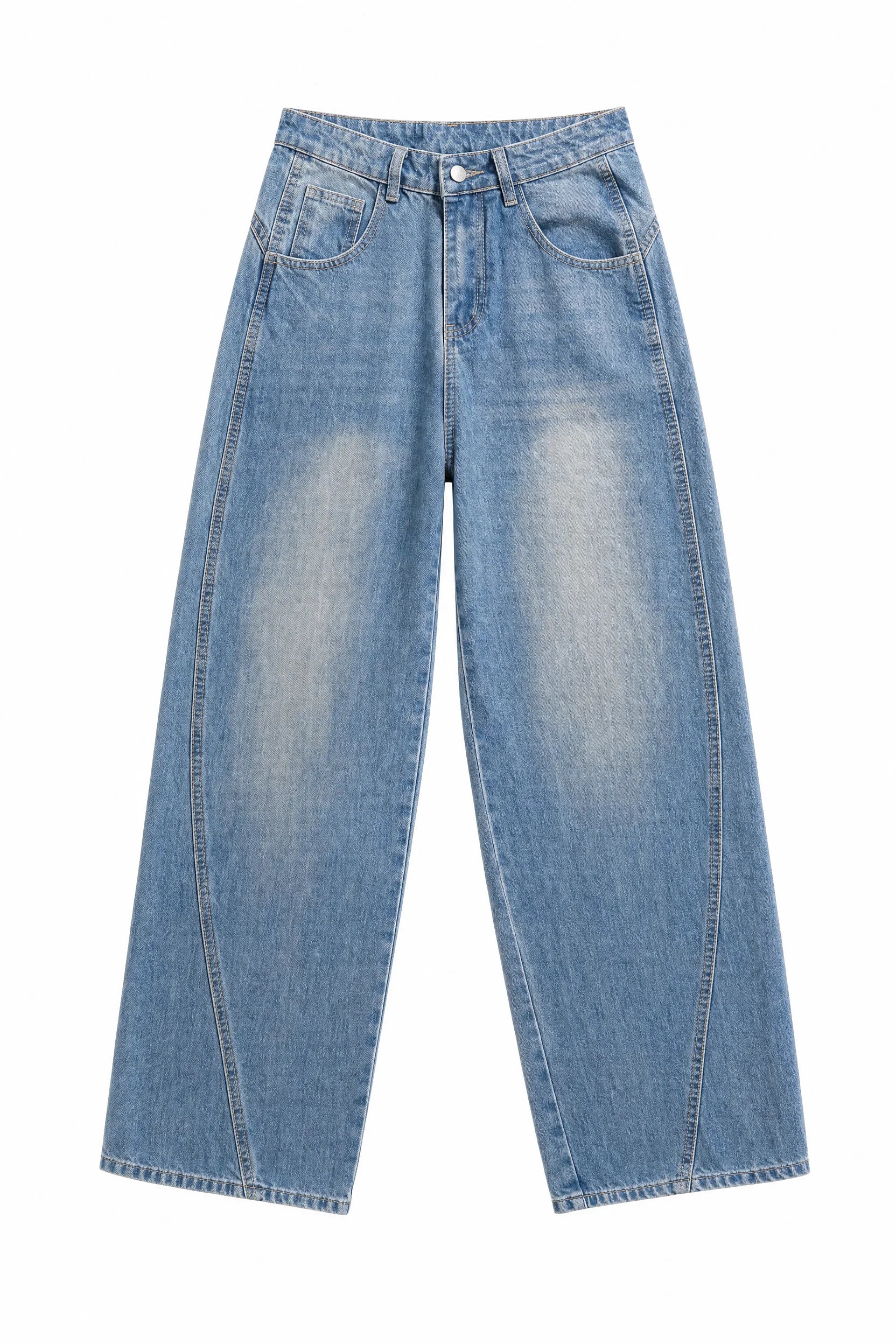 Jean bleu coupe ample taille mi-haute | Lounelle Paris