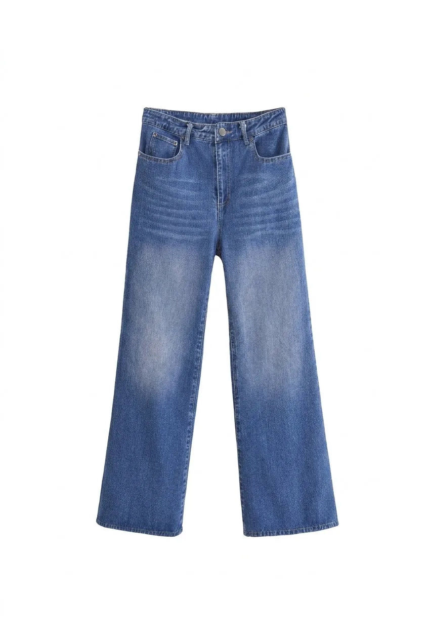 Jean bleu flare taille mi-haute | Lounelle Paris