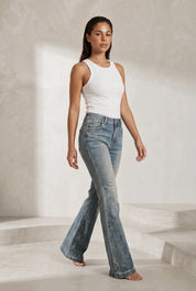 Jean bleu taille haute évasé | Lounelle Paris