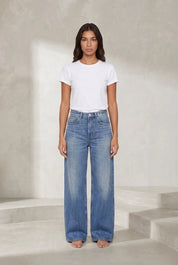 Jean bleu taille haute jambe large | Lounelle Paris
