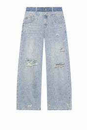 Jean droit bleu clair déchiré | Lounelle Paris