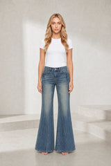 Jean flare bleu foncé taille mi-haute