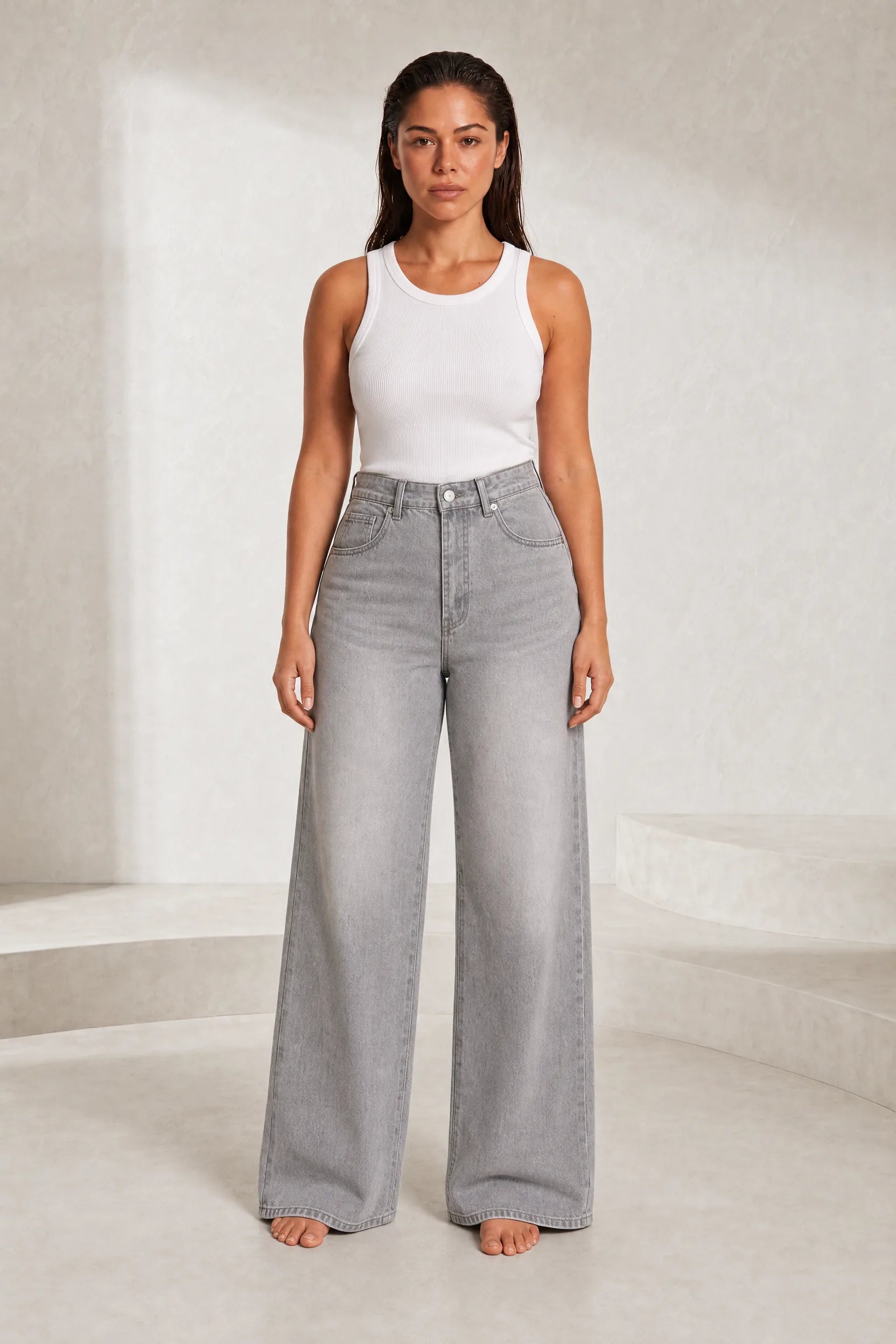Jean taille haute jambe large | Lounelle Paris