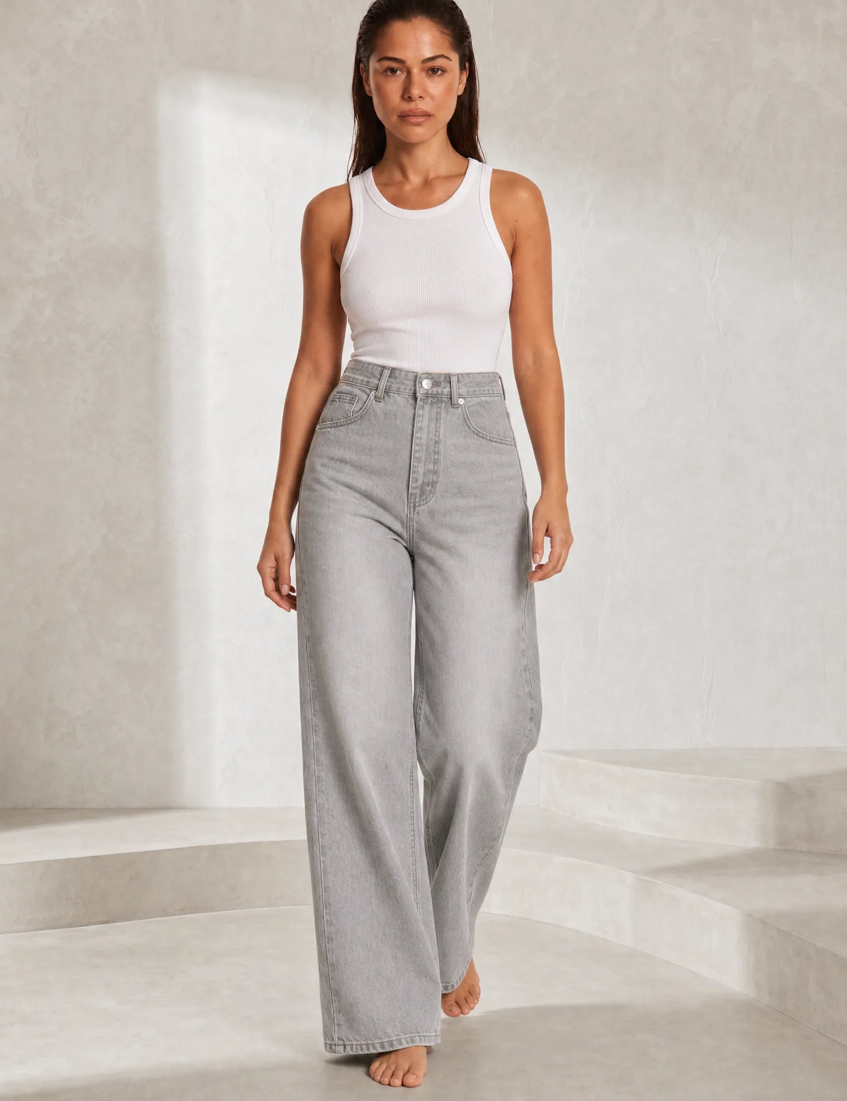 Jean taille haute jambe large | Lounelle Paris