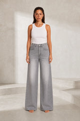 Jean taille haute jambe large