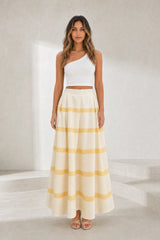 Jupe longue jaune rayée taille haute