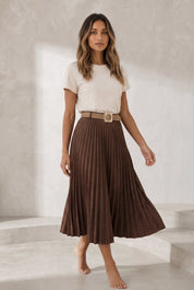 Jupe suédine plissée taille haute | Lounelle Paris