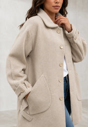 Manteau beige ample col à revers | Lounelle Paris