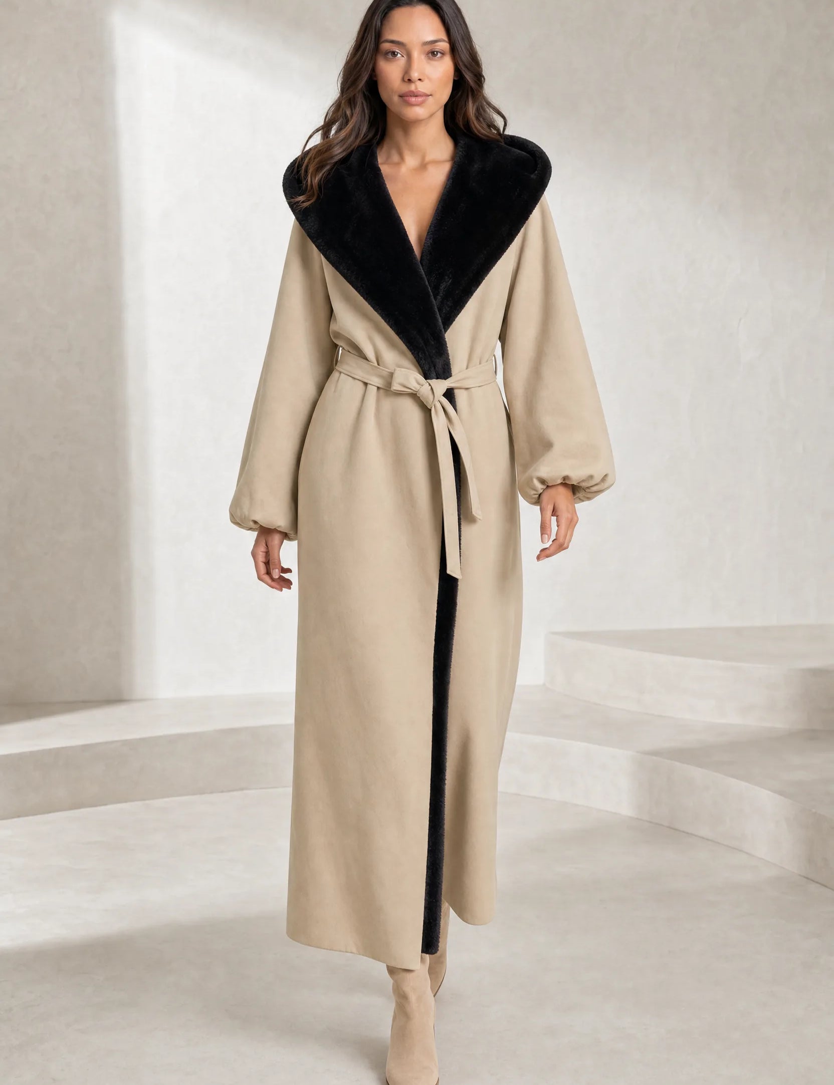 Manteau beige matelassé à capuche | Lounelle Paris