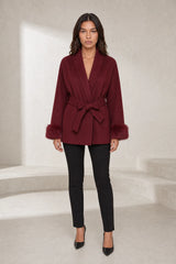 Manteau court ample col châle